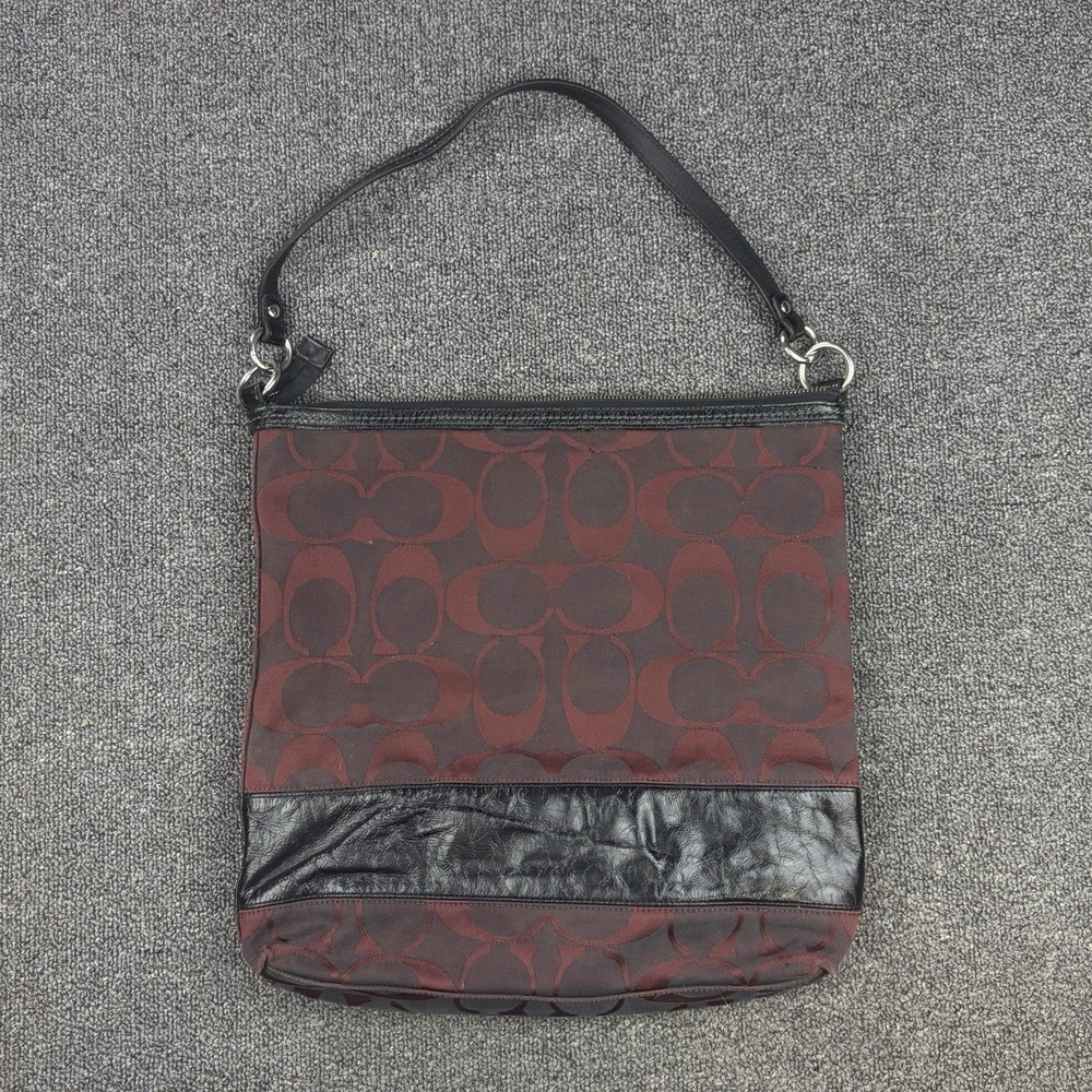 Coach Legacy 18797E Black Cherry Signature Jacquard Leather Shoulder Bag